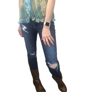 Stitchfix id:23 Jeans Tapered Sz 28 Distressed Modern Skinny Dark Wash Stretch